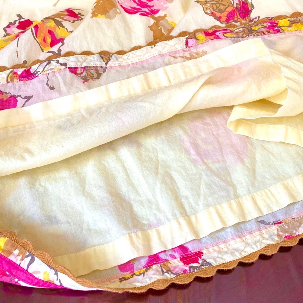 J. Jill Petite Vintage Yellow Pink Floral Butterfly XSP Boho Chic Spring Skirt - Picture 9 of 12